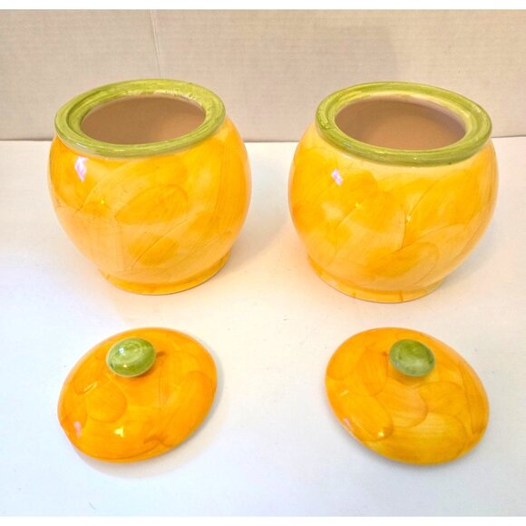 Vintage Waccamaw Pottery Cannisters Made in Portugal Set of 2  Kitchen - Picture 2 of 5